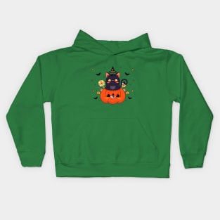 Halloween - Cat - New Year - Pumpkin Kids Hoodie